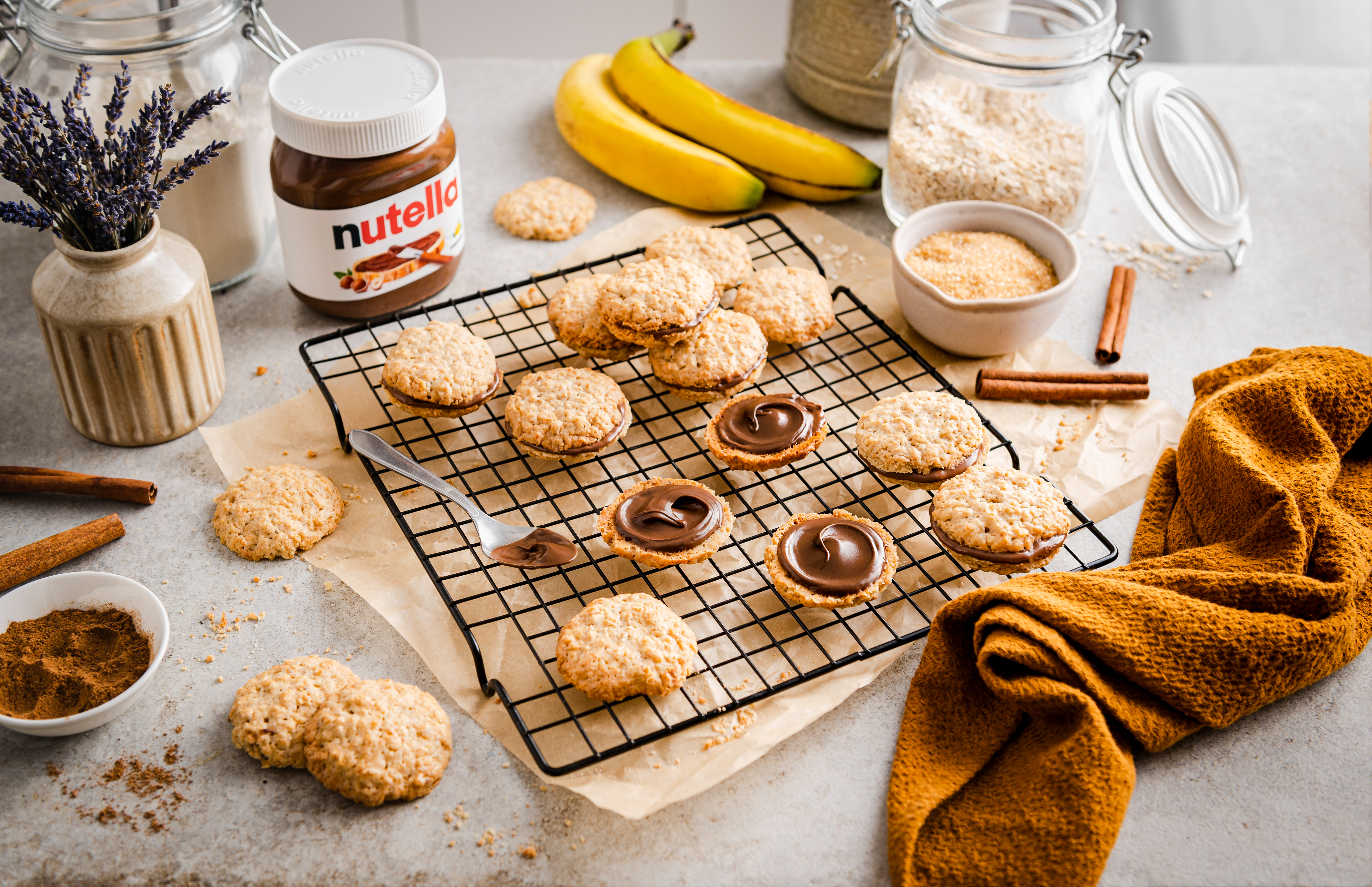 Bananen-Hafer Cookie Sandwiches mit nutella® | Rezept