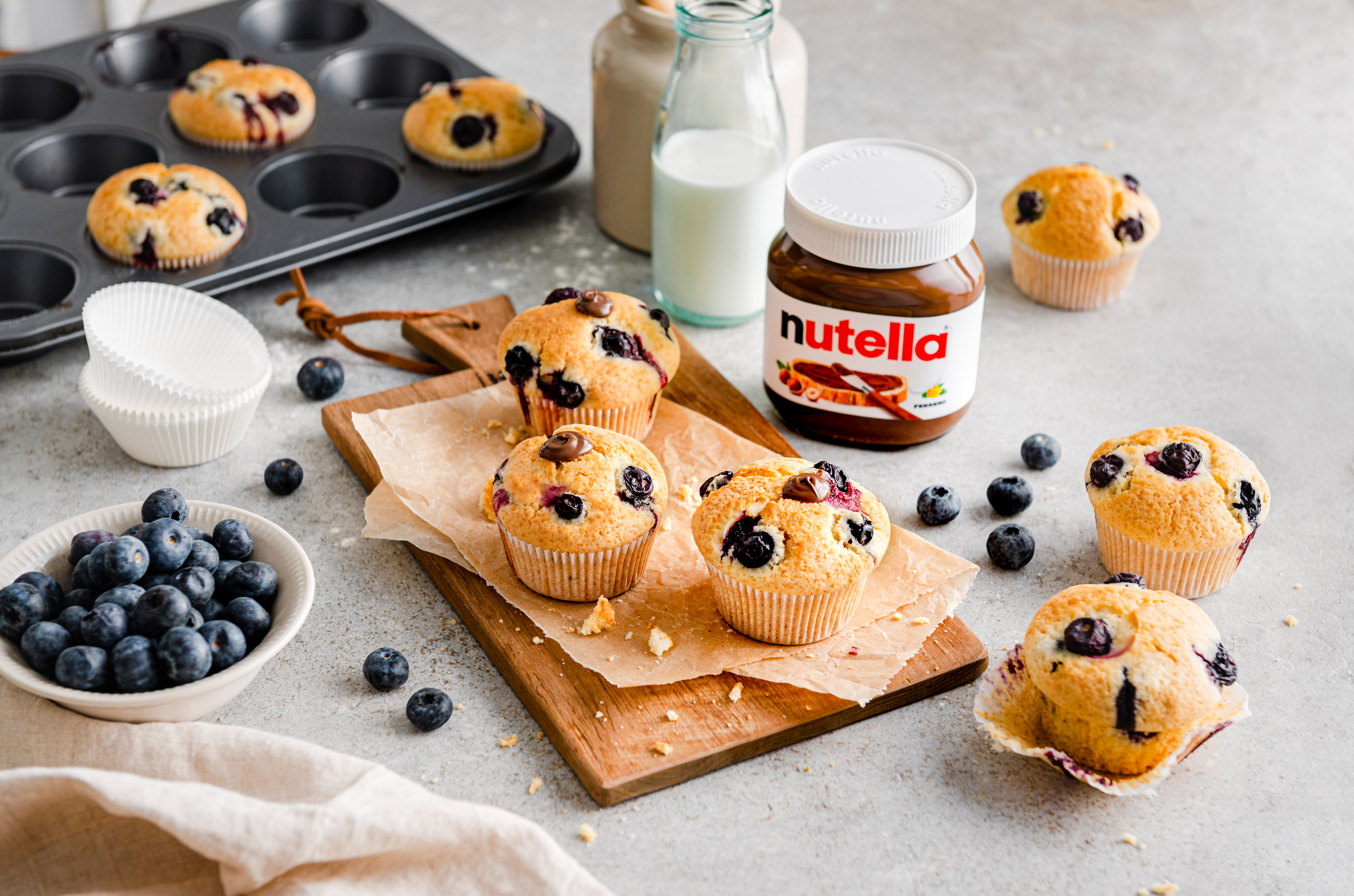 Muffins mit Nutella® und Blaubeeren | Fluffiges Rezept