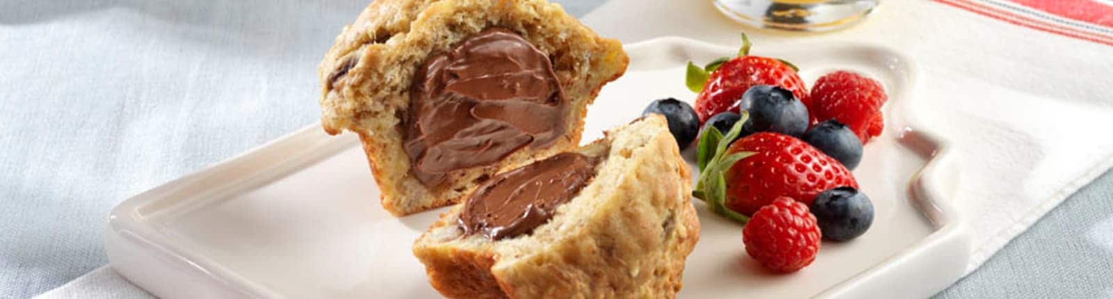 Banana Buttermilk Breakfast Muffins topped with Nutella®